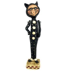 Halloween Cat Figurine Chalkware Pacific Rim 12" Moveable Arms Whimsical